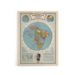 "Artery8 American School Of The Air Age World Map Canvas Wall Art Print in Blue - Size: W18"" x H24""" - thumbnail 1