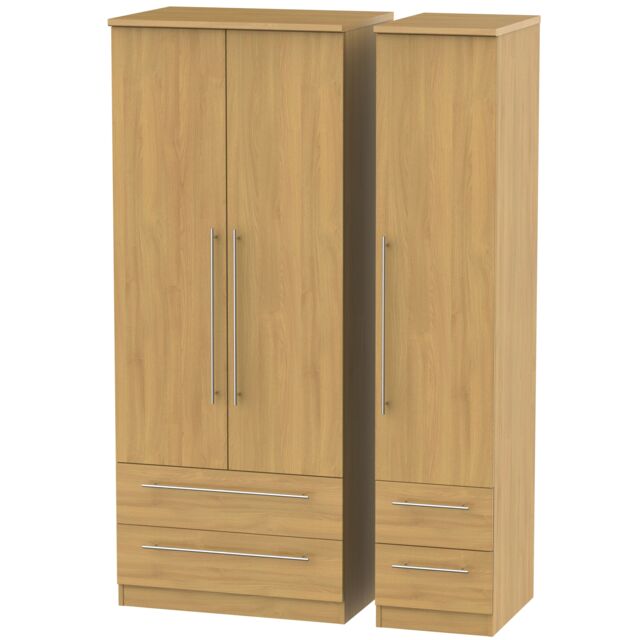 Ready Assembled 2 U Carlton Triple 2 Drawer + Drawer Wardrobe (Ready Assembled) in Natural - image 1