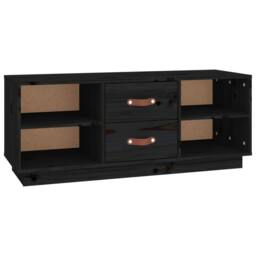 Berkfield Home TV Cabinet Black 100x34x40 cm Solid Wood Pine - Size: 100 x 34 x 40 cm