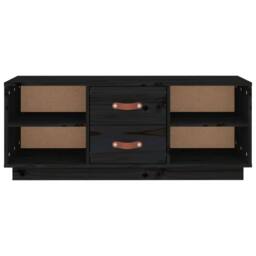 Berkfield Home TV Cabinet Black 100x34x40 cm Solid Wood Pine - Size: 100 x 34 x 40 cm - thumbnail 6