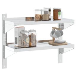 Berkfield Home Durable 2-Tier Wall Shelf 75x30x60 cm Silver Stainless Steel - Size: 75 x 30 x 60 cm - thumbnail 4