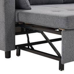 Merax 3-Seater L-Shaped Convertible Pull-Out Corner Sofa Bed with Storage in Grey - thumbnail 9