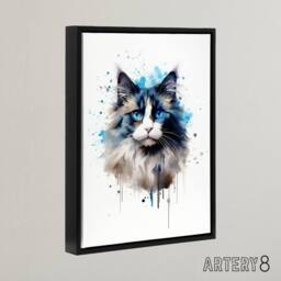 "Artery8 Ragdoll Cat Lovers Pet Portrait Framed Canvas Wall Art Print - Size: W12"" x H16""" - thumbnail 2