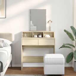 Berkfield Home Dressing Table with Mirror Sonoma Oak 80x41x144.5 cm in Brown - thumbnail 3