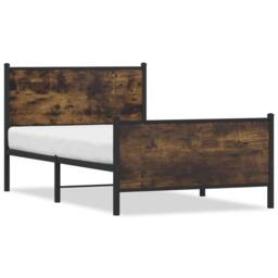 Berkfield Home Metal Bed Frame without Mattress Smoked Oak 100x190 cm in Brown - thumbnail 1
