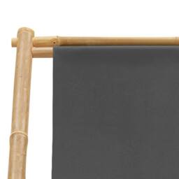 Berkfield Home Comfortable Deck Chair Bamboo & Canvas Dark Grey - thumbnail 7