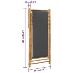 Berkfield Home Comfortable Deck Chair Bamboo & Canvas Dark Grey - thumbnail 9