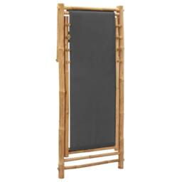 Berkfield Home Comfortable Deck Chair Bamboo & Canvas Dark Grey - thumbnail 6