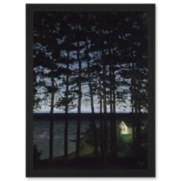 Artery8 Sohlberg Fisherman'S Cottage Landscape Forest Painting Artwork Framed Wall Art Print A4 in Black - thumbnail 1