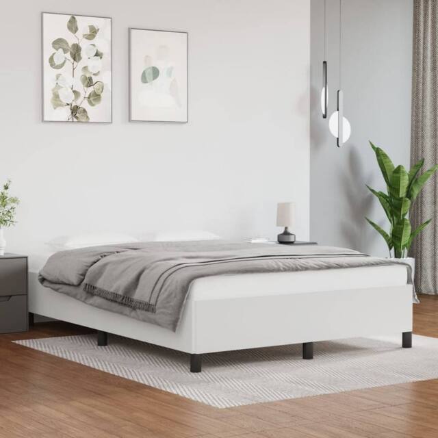 Berkfield Home Bed Frame White 135x190 cm Double Faux Leather - image 1