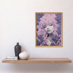 "Artery8 Wall Art Print Tree Nymph Lavender Purple Pink Woodland Forest Spirit Conceptual Artwork Art Framed in Light Oak - Size: W12"" x H16""" - thumbnail 2