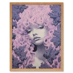 "Artery8 Wall Art Print Tree Nymph Lavender Purple Pink Woodland Forest Spirit Conceptual Artwork Art Framed in Light Oak - Size: W12"" x H16""" - thumbnail 1