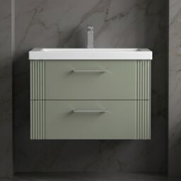 Balterley Wall Hung 2 Drawers Vanity Unit - Mid-Edge Basin 800mm, Satin Green - thumbnail 8