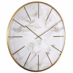Acctim Luxe Wall Clock Quartz Brushed Metal Embossed Golden Batons Brass Hands Marble Effect 40cm in Off-White - thumbnail 2