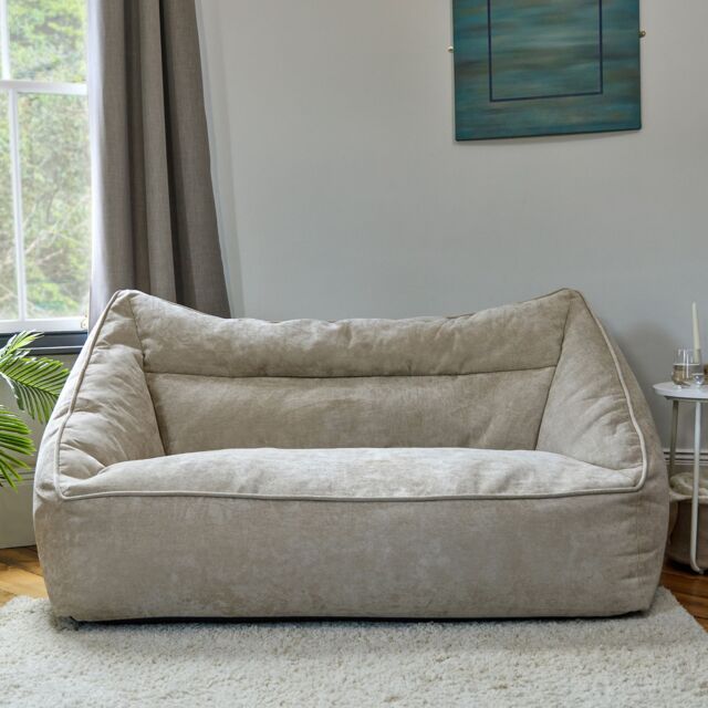 icon Cecilia Bean Bag Sofa Grey Giant Chenille Bean Bag Chair in Beige - Size: 2XL - image 1