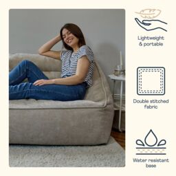 icon Cecilia Bean Bag Sofa Grey Giant Chenille Bean Bag Chair in Beige - Size: 2XL - thumbnail 5