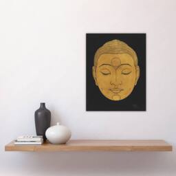"Artery8 Bronze Gold Head of Buddha Reijer Stolk Wall Art Poster Print in Black - Size: W12"" x H16""" - thumbnail 4