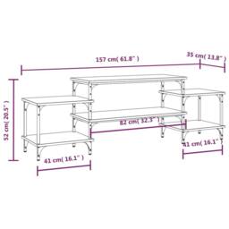 Berkfield Home TV Cabinet Grey Sonoma 157x35x52 cm Engineered Wood - Size: 157 x 35 x 52 cm - thumbnail 9