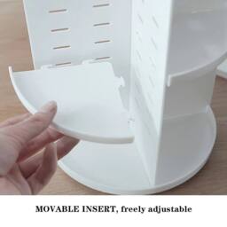 KORVIXA Plastic White Rotating Makeup Storage Box in Warm White - Size: 900mm - thumbnail 3