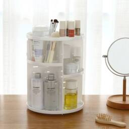 KORVIXA Plastic White Rotating Makeup Storage Box in Warm White - Size: 900mm - thumbnail 5