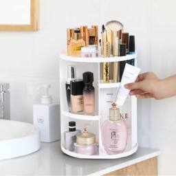 KORVIXA Plastic White Rotating Makeup Storage Box in Warm White - Size: 900mm - thumbnail 4