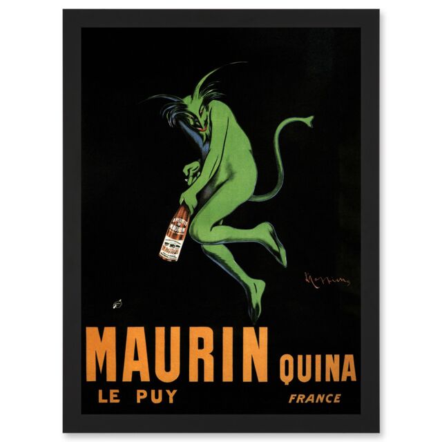 Artery8 Advert Maurin Le Puy Quina Alcohol Cappiello Aperitif France Artwork Framed Wall Art Print A4 in Black - image 1