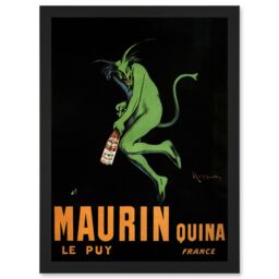 Artery8 Advert Maurin Le Puy Quina Alcohol Cappiello Aperitif France Artwork Framed Wall Art Print A4 in Black - thumbnail 1