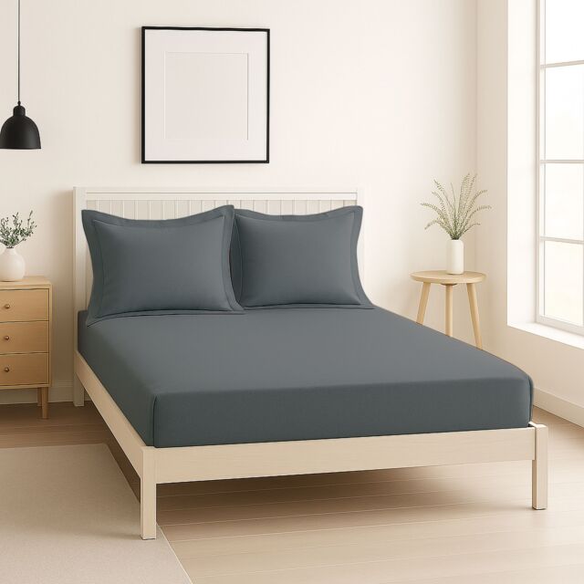 Snug City Luxury 200TC Oxford Border Pillowcase Pair Soft Feel in Grey - Size: Standard Pillow Case - image 1