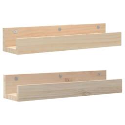 Berkfield Home Wall Shelves 2 pcs 50x12x9 cm Solid Wood Pine in Light Tan - Size: 50 x 12 x 9 cm - thumbnail 3