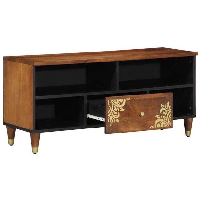 Berkfield Home TV Cabinet 100x33x46 cm Solid Wood Mango in Brown - Size: 100 x 33 x 46 cm - image 1