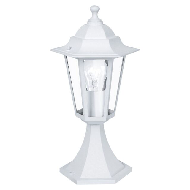Loops IP44 Outdoor Pedestal Light White Aluminium Lantern 1x 60W E27 Bulb Porch Lamp - image 1
