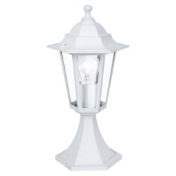Loops IP44 Outdoor Pedestal Light White Aluminium Lantern 1x 60W E27 Bulb Porch Lamp