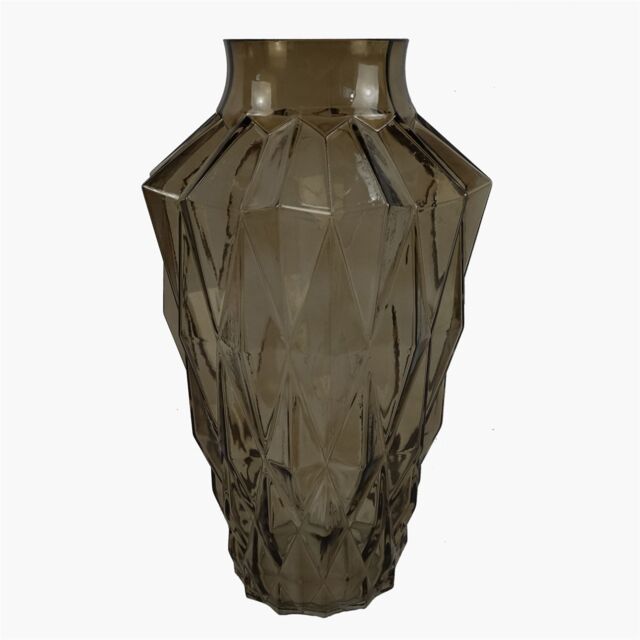 Leaf 30cm Brown Geometric Glass Vase in Dark Brown - image 1