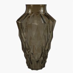 Leaf 30cm Brown Geometric Glass Vase in Dark Brown