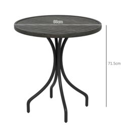 OUTSUNNY Round Garden Table Outdoor Side Table with Steel Frame Grey - thumbnail 3