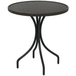 OUTSUNNY Round Garden Table Outdoor Side Table with Steel Frame Grey - thumbnail 2