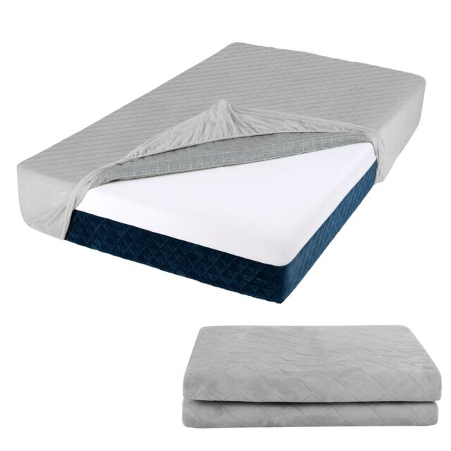 Costway Single Size Mattress Protector Luxury Super Soft Velvet Mattress Topper in Grey - image 1