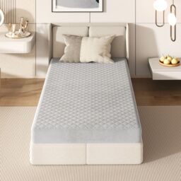 Costway Single Size Mattress Protector Luxury Super Soft Velvet Mattress Topper in Grey - thumbnail 6