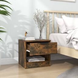 Berkfield Home Bedside Cabinets 2 pcs Smoked Oak Engineered Wood in Brown - thumbnail 3