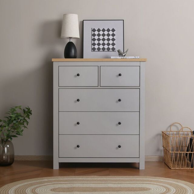 Home Garden Direct Wiltshire 5 Drawer Chest - Grey - image 1