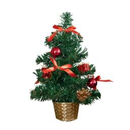 Samuel Alexander 30cm Mini Pre-Decorated Christmas Tree in Gold Pot with Red Baubles in Green - thumbnail 9
