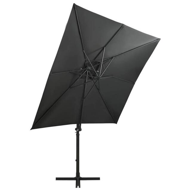 Berkfield Home Durable Cantilever Umbrella with Pole & LED Lights Anthracite 250 cm in Charcoal