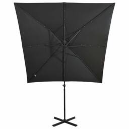 Berkfield Home Durable Cantilever Umbrella with Pole & LED Lights Anthracite 250 cm in Charcoal - thumbnail 5