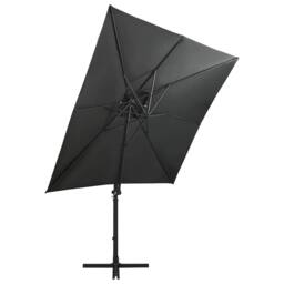 Berkfield Home Durable Cantilever Umbrella with Pole & LED Lights Anthracite 250 cm in Charcoal - thumbnail 1