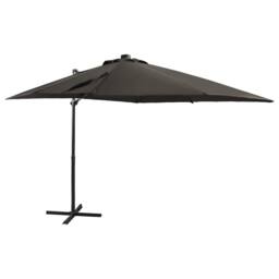 Berkfield Home Durable Cantilever Umbrella with Pole & LED Lights Anthracite 250 cm in Charcoal - thumbnail 2