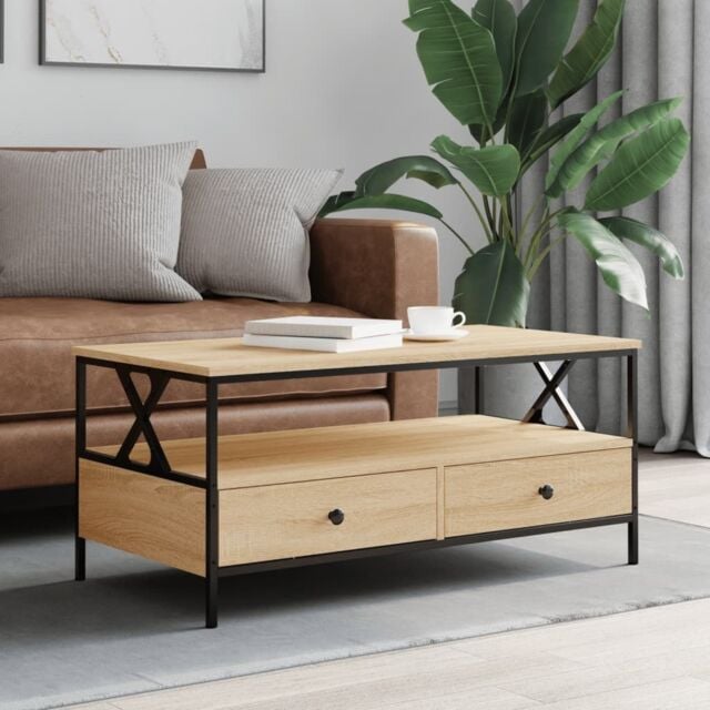 Berkfield Home Coffee Table Sonoma Oak 100x51x45 cm Engineered Wood in Brown - Size: 100 x 51 x 45 cm - image 1