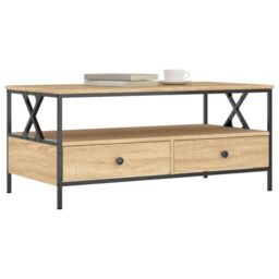 Berkfield Home Coffee Table Sonoma Oak 100x51x45 cm Engineered Wood in Brown - Size: 100 x 51 x 45 cm - thumbnail 3