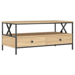 Berkfield Home Coffee Table Sonoma Oak 100x51x45 cm Engineered Wood in Brown - Size: 100 x 51 x 45 cm - thumbnail 2