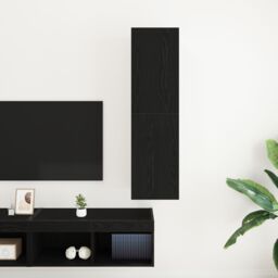 Berkfield Home TV Cabinet Black Oak 30, 5x30x110 cm Engineered Wood - Size: 5 x 30 x 110 cm - thumbnail 4