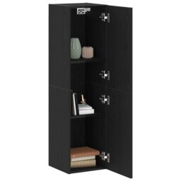 Berkfield Home TV Cabinet Black Oak 30, 5x30x110 cm Engineered Wood - Size: 5 x 30 x 110 cm - thumbnail 3